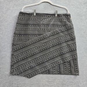 Carnegie Hill Women Skirt 12 Blackwhite‎ Geometric Jacquard Asymmetric Cotton